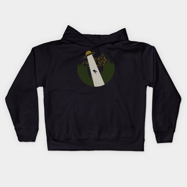 Bigfoot UFO Abduction Kids Hoodie by Tesszero